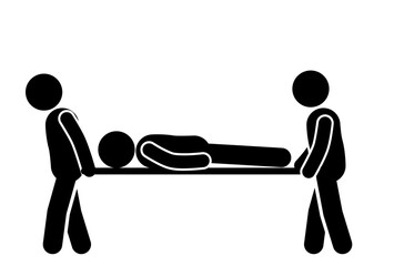 illustration of an injured person being carried on a stretcher