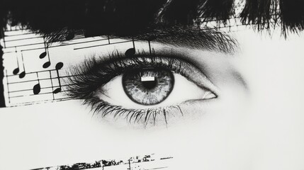 Obraz premium A French girl with short straight hair wearing trendy fashion clothes in a studio, holding a contact lens ID card cover, with light eyelashes and beautiful silver or gray eyes.