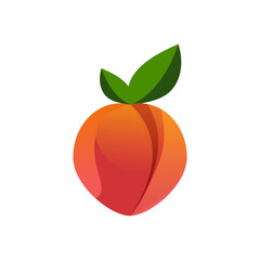 Peach vector, pink peach fruit