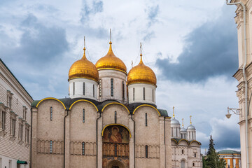 The Dormition Cathedral in Moscow Kremlin, also known as the Assumption Cathedral or Cathedral of the Assumption