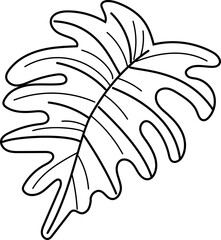 Leaf black and white. Vector illustration.