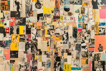 Obraz premium Abstract background of collage of old colorful paper of the town country