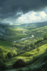Fototapeta premium landscape with clouds