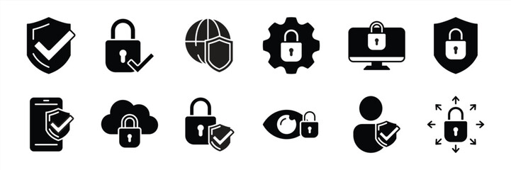 set of security icon. containing protection, safety, data, guard, lock, access, cyber collections. vector illustration