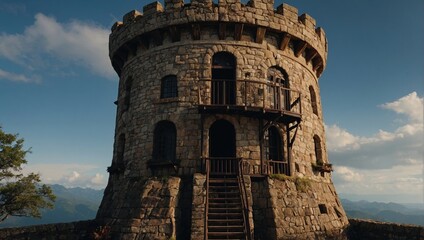 The archer tower is surrounded by lush greenery, enhancing its natural beauty and charm