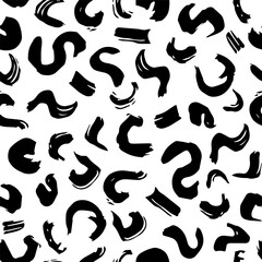 Vector seamless pattern with freehand drawn doodles with paint brush. Cute design for wallpaper, wrapping, stationery, textile.