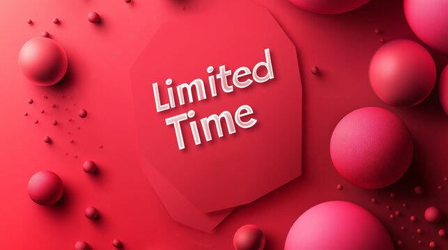 A striking limited time offer is presented using bold lettering on a vibrant red background, complemented by various spherical shapes, creating an eye-catching design.