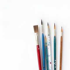 Obraz premium artist paint brushes in minimal style on empty background and simple look