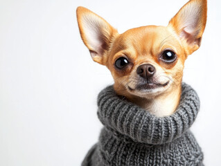 Adorable Chihuahua in a Cute Sweater, Captured in a Playful Pose