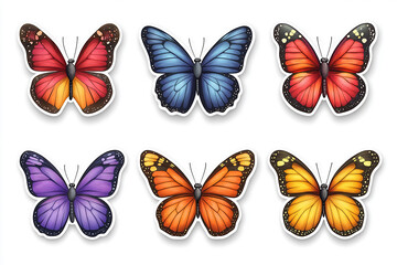 cut sticker collection of butterfly isolated on white background