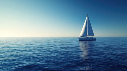 Obraz premium Sailboat cruising on serene ocean against blue sky