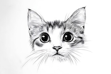 Fototapeta premium Hand drawn sketch of a cute cat