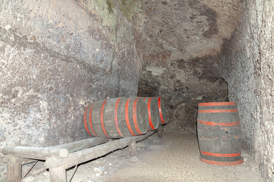 Old wine barrels for aging wine