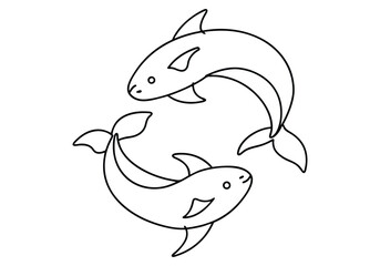 Minimalist Continuous Line Art of a School of Fish – Ocean Vector Design