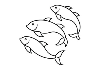 Minimalist Continuous Line Art of a School of Fish – Ocean Vector Design