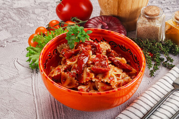 Italian pasta with dry tomato