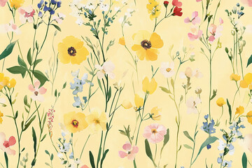watercolor flowers seamless pattern background