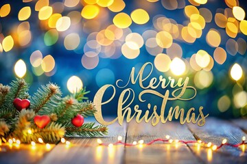 Merry Christmas with Blurred Background and Lights