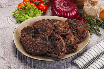 Liver pancakes in the bowl