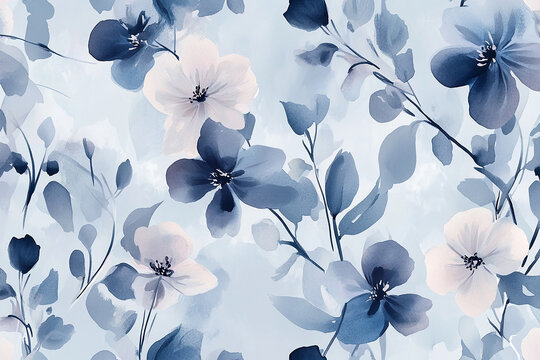watercolor flowers seamless pattern background
