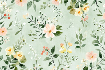watercolor flowers seamless pattern background