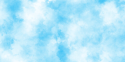 Watercolor stain with hand paint pattern on blue canvas, Clouds and mist background on blue, Creative vintage light sky, Beautiful painted cloudy natural blue watercolor cloudy sky clouds.
