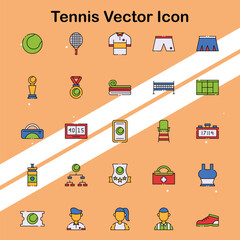 Tennis vector icon featuring a tennis ball and racket ideal for sports and outdoor activities designs.
