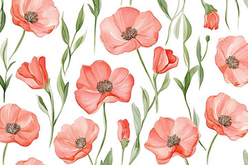 watercolor flowers seamless pattern background