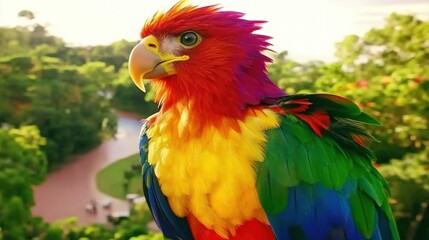 Obraz premium Colorful Parrot Bird with Vibrant Feathers in Tropical Setting