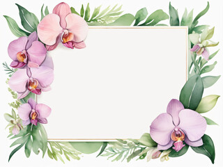 Fototapeta premium Watercolor floral wedding card with blank space for text.