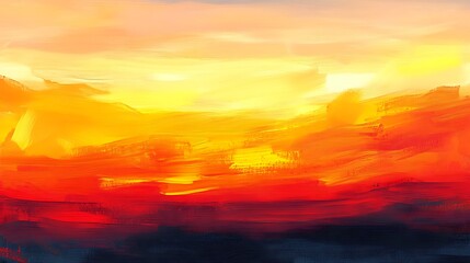 Watercolor painting of orange color landscape