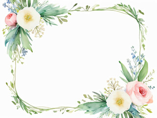 Charming blank wedding card with soft floral illustrations.