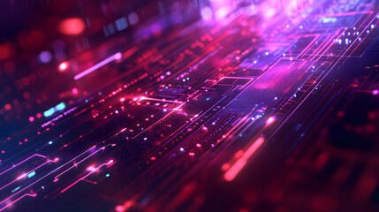 Fototapeta premium Red blue digital background technology technological operations neural networks AI big data transmission encryption archives audio visual science cyber connection technology computer coding virus