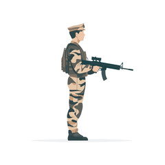 national army with full equipment flat illustration
