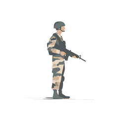 national army with full equipment flat illustration