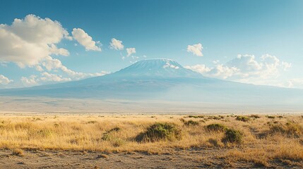 Fototapeta premium The majestic sight of Mount Kilimanjaro looming over the Amboseli landscape