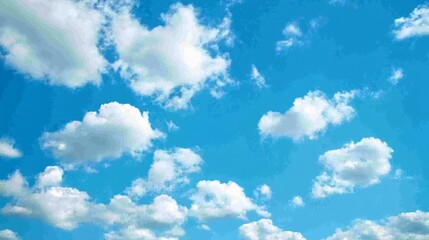 Fototapeta premium Blue sky with white fluffy clouds.