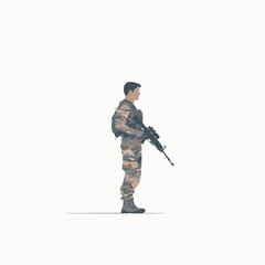 national army with full equipment flat illustration