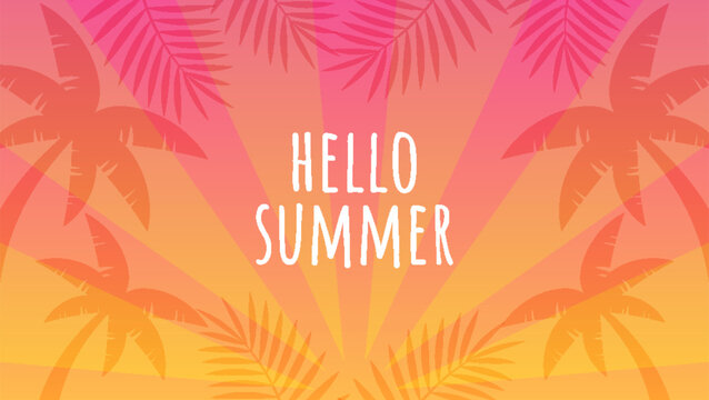 Summer web banner template with ripple abstract wave background and summer tropical beach vibes decoration