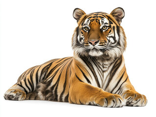 Fototapeta premium Bengal Tiger Lounging with Elegance, Highlighting Its Beautiful Stripes