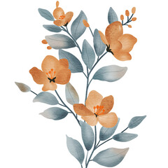 Illustration of orange flower with fine details on the petals and a few scattered specks for added depth.