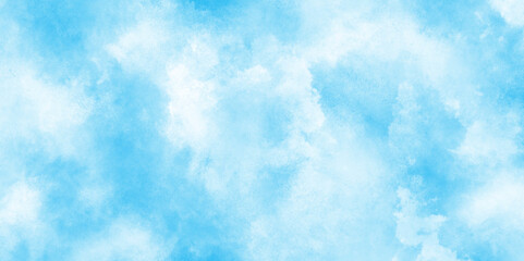Watercolor stain with hand paint pattern on blue canvas, Clouds and mist background on blue, Creative vintage light sky, Beautiful painted cloudy natural blue watercolor cloudy sky clouds.