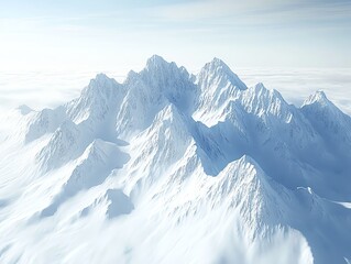 Snow-covered mountain peaks under a clear blue sky, evoking a sense of tranquility and natural beauty.