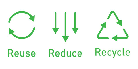 reuse, Reduce, recycle icon set, triangle recycling arrows icon. arrow sync rotation outline icons vector.