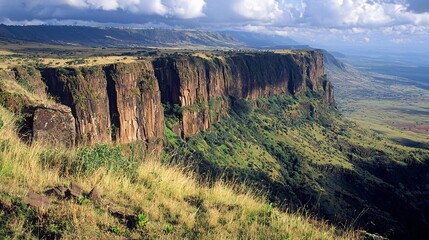 The rugged terrain of the Great Rift Valley, with its steep cliffs and deep valleys