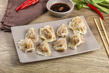 Asian steamed dumplings with meat