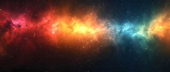 A vibrant cosmic nebula showcasing an explosion of colors from pink and orange to blue and teal against a star-studded background, evoking a sense of wonder.