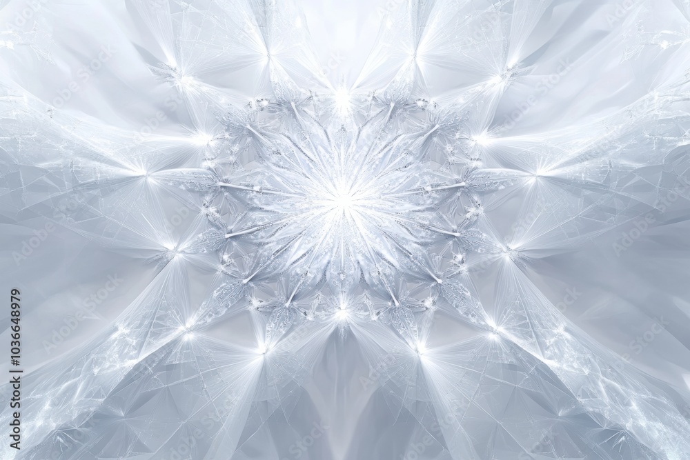 Aufkleber Delicate, intricate geometric patterns resemble snowflakes, creating a luminous winter effect filled with light and texture. Generative AI