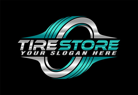 tire shop logos stamp symbol modern silhouette automotive wheel vector illustration