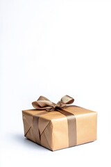 Obraz premium Elegantly wrapped gift box with a ribbon on a white background